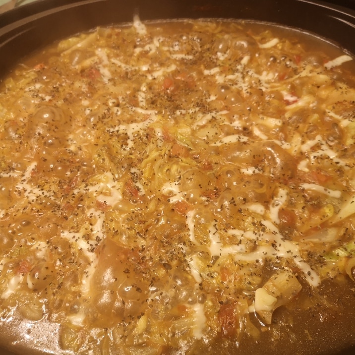 バジルトマトチーズもんじゃ(*^^*)